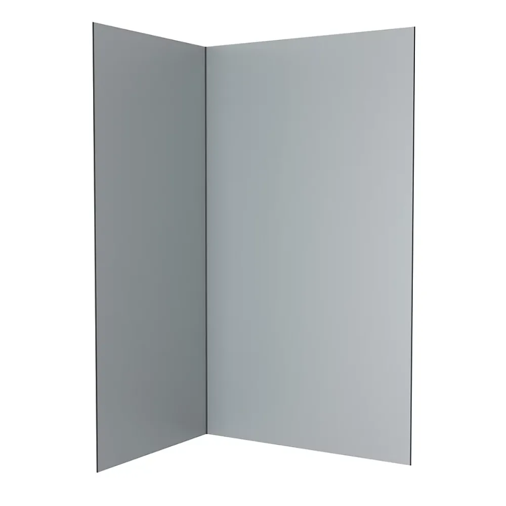 Galedo Pack de 2 panneaux muraux de salle de bains, gris avec profilés noirs, l.120+90 x H.210 x P.0,3 cm, Alucolors