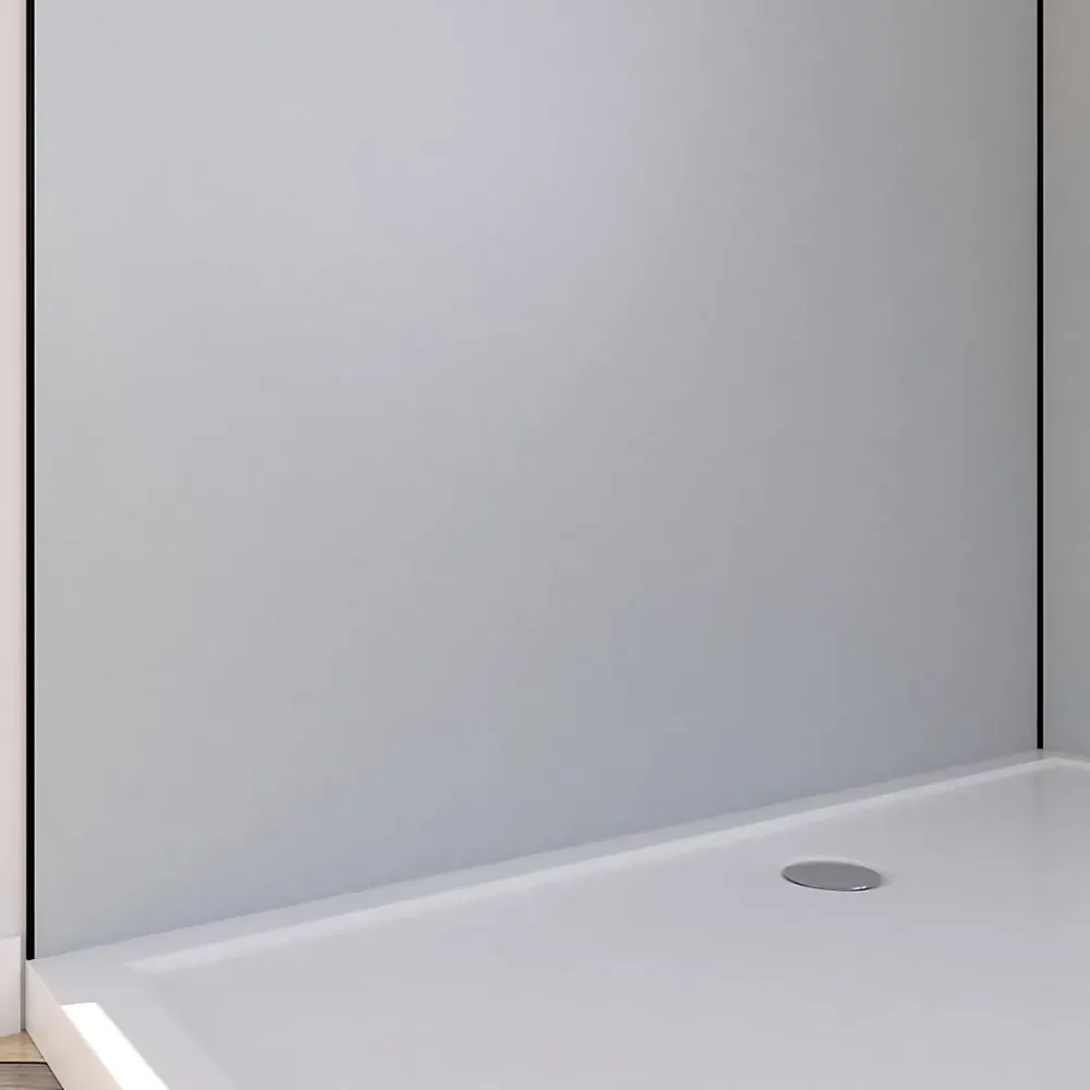 Galedo Pack de 2 panneaux muraux de salle de bains, gris avec profilés noirs, l.120+90 x H.210 x P.0,3 cm, Alucolors