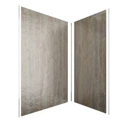 Panneau Mural De Salle De Bains|Galedo Pack de 2 panneaux muraux de salle de bains, marron effet bois avec profilés chromés, l.120+90 x H.210 x P.0,3 cm, Homestone
