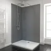 Galedo Pack de 2 panneaux muraux de salle de bains, gris foncé avec profilés noirs, l.120+90 x H.210 x P.0,3 cm, Alucolors