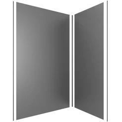 Galedo Pack de 2 panneaux muraux de salle de bains, gris foncé avec profilés noirs, l.120+90 x H.210 x P.0,3 cm, Alucolors