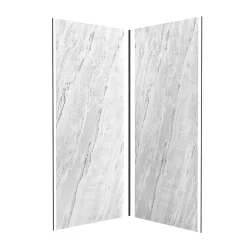 Panneau Mural De Salle De Bains|Galedo Pack de 2 panneaux muraux de salle de bains, blanc effet marbre avec profilés noirs, l.90+90 x H.210 x P.0,3 cm, Homestone