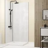 Galedo Pack de 2 panneaux muraux de salle de bains, blanc effet pierre avec profilés noirs, l.90+90 x H.210 x P.0,3 cm, Homestone