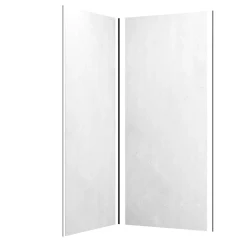 Galedo Pack de 2 panneaux muraux de salle de bains, blanc effet pierre avec profilés noirs, l.90+90 x H.210 x P.0,3 cm, Homestone