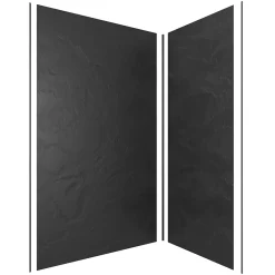 Panneau Mural De Salle De Bains|Galedo Pack de 2 panneaux muraux de salle de bains, gris foncé effet ardoise avec profilés noirs, l.120+90 x H.210 x P.0,3 cm, Homestone