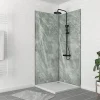 Galedo Pack de 2 panneaux muraux de salle de bains, vert effet pierre avec profilés noirs, l.90+90 x H.210 x P.0,3 cm, Homestone