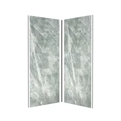 Galedo Pack de 2 panneaux muraux de salle de bains, vert effet pierre avec profilés noirs, l.90+90 x H.210 x P.0,3 cm, Homestone