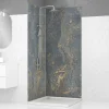 Panneau Mural De Salle De Bains|Galedo Pack de 2 panneaux muraux de salle de bains, gris et doré effet marbre avec profilés chromés, l.90+90 x H.210 x P.0,3 cm, Homestone