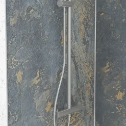 Panneau Mural De Salle De Bains|Galedo Pack de 2 panneaux muraux de salle de bains, gris et doré effet marbre avec profilés chromés, l.90+90 x H.210 x P.0,3 cm, Homestone