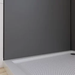Panneau Mural De Salle De Bains|Galedo Pack de 2 panneaux muraux de salle de bains, gris foncé avec profilés noirs, l.90+90 x H.210 x P.0,3 cm, Alucolors