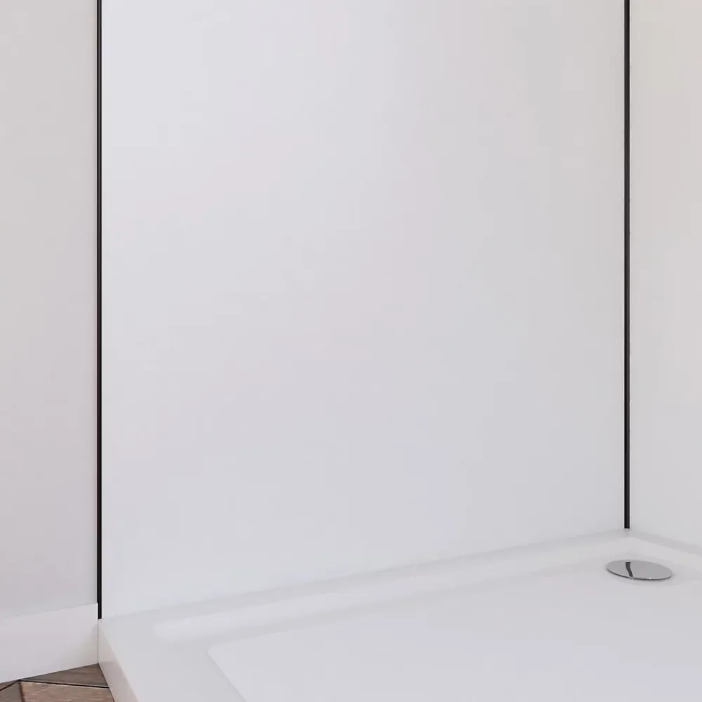 Panneau Mural De Salle De Bains|Galedo Pack de 2 panneaux muraux de salle de bains, blanc avec profilés noirs, l.90+90 x H.210 x P.0,3 cm, Alucolors