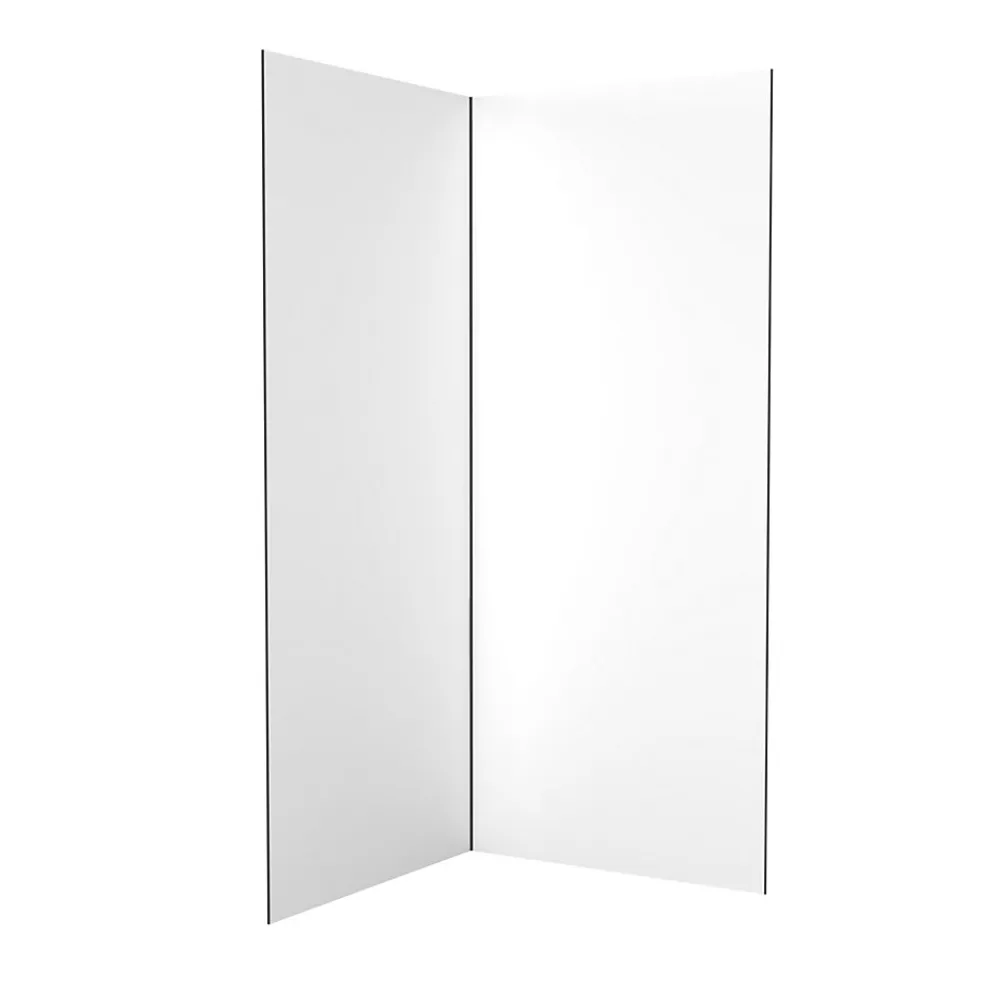 Panneau Mural De Salle De Bains|Galedo Pack de 2 panneaux muraux de salle de bains, blanc avec profilés noirs, l.90+90 x H.210 x P.0,3 cm, Alucolors