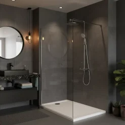 Receveur De Douche|Swiss Aqua Technologies Pack Douche Complet : Paroi Walk-In 120x200 Chrome + Colonne SAT 3 Jets + Receveur Marbre Coulé Blanc 120x90 (SAT120C7PR129W)