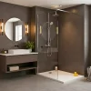 Swiss Aqua Technologies Pack Douche Complet avec Paroi Walk-In 100x200 Chrome + Colonne SAT 3 Jets + Receveur Marbre Coulé Blanc 120x80 (SAT100C7PR128W)