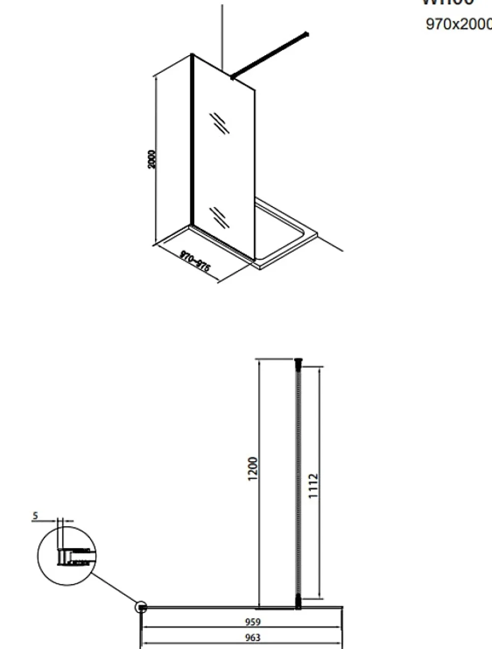 Swiss Aqua Technologies Pack Douche Complet avec Paroi Walk-In 100x200 Chrome + Colonne SAT 3 Jets + Receveur Marbre Coulé Blanc 120x80 (SAT100C7PR128W)