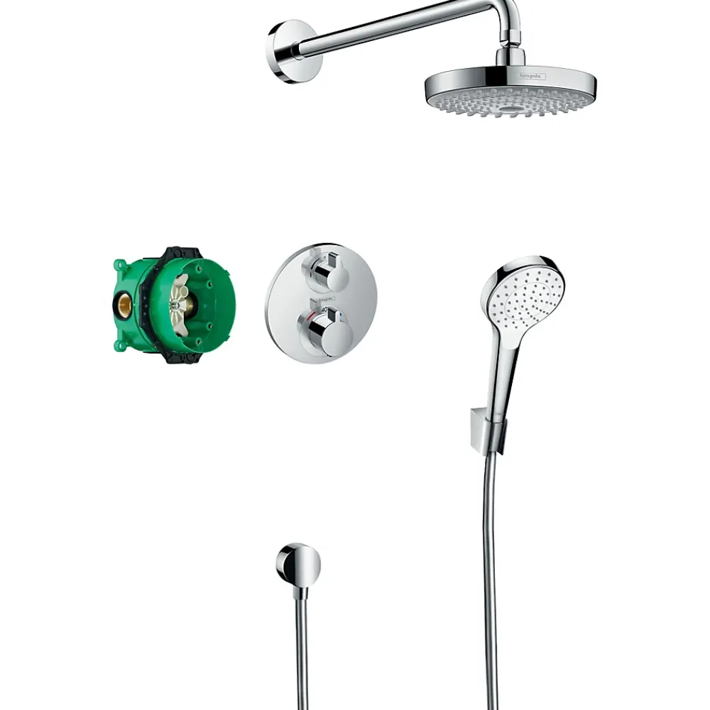 Colonne De Douche Encastrable|Hansgrohe Pack encastré avec mitigeur thermostatique Ecostat S chromé Croma Select