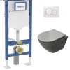Geberit Pack UP320 + Cuvette sans bride KELOS Flush Gris Clair + Plaque Sigma Blanc