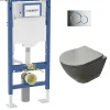 Wc Suspendu|Geberit Pack UP320 + Cuvette sans bride KELOS Flush Gris Clair + Plaque Sigma Chromé Brillant