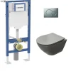 Geberit Pack UP320 + Cuvette sans bride KELOS Flush Gris Clair + Plaque Sigma Chromé Mat