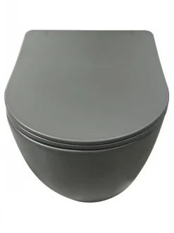 Geberit Pack UP320 + Cuvette sans bride KELOS Flush Gris Foncé + Plaque Sigma Blanc