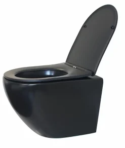 Wc Suspendu|Geberit Pack UP320 + Cuvette sans bride KELOS Noir Flush Mat + Plaque Sigma Noir