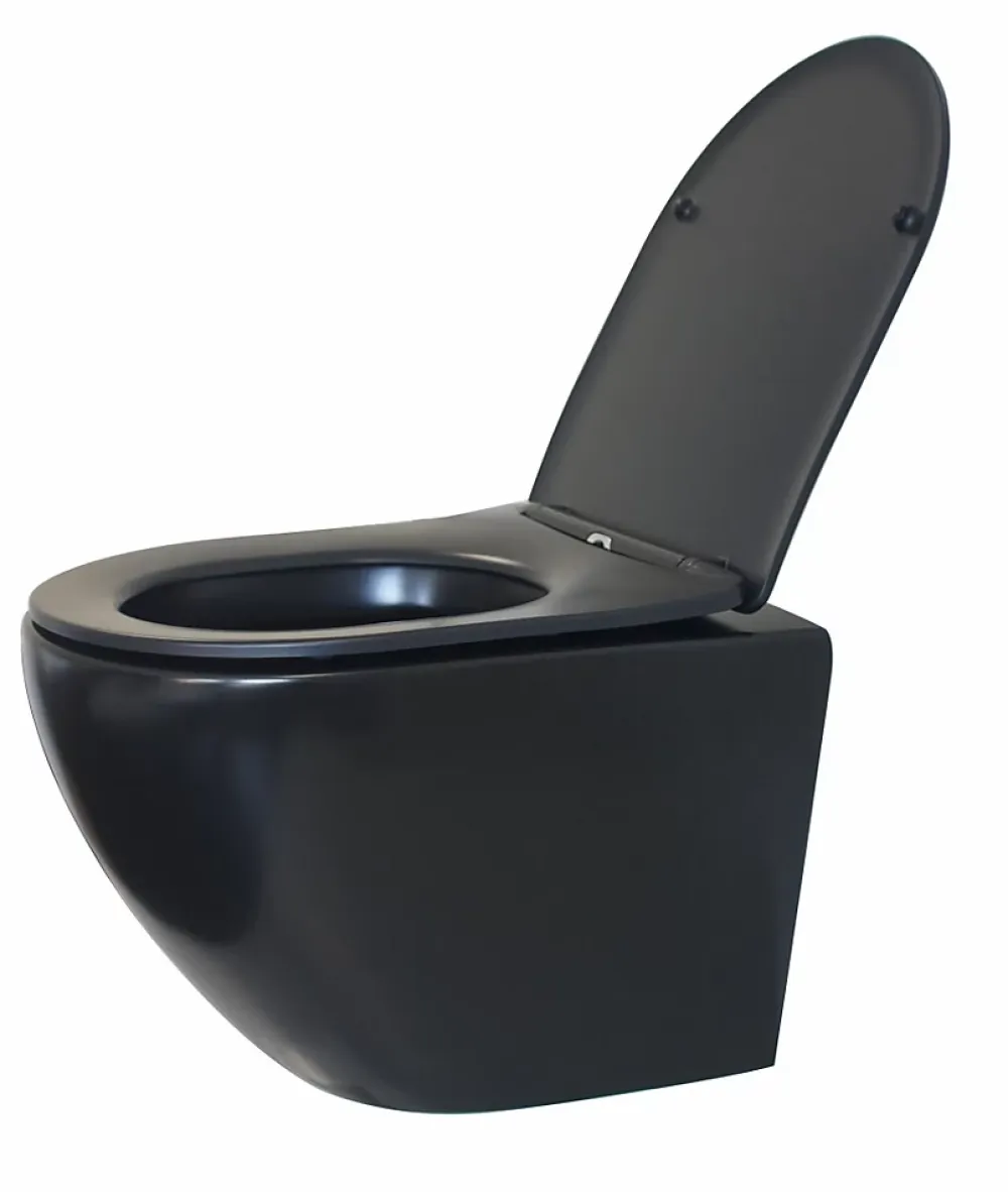 Wc Suspendu|Geberit Pack UP320 + Cuvette sans bride KELOS Noir Flush Mat + Plaque Sigma Noir