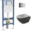 Geberit Pack UP320 + Cuvette sans bride KELOS Flush Gris Foncé + Plaque Sigma Chromé Brillant