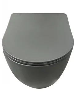 Geberit Pack UP320 + Cuvette sans bride KELOS Flush Gris Foncé + Plaque Sigma Chromé Brillant