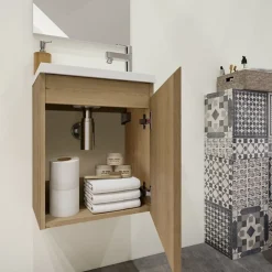Planète Bain Pack lave mains avec miroir Porto Chêne hamilton - Marque allibert
