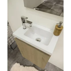 Planète Bain Pack lave mains avec miroir Porto Chêne hamilton - Marque allibert