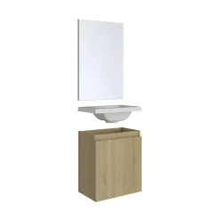 Planète Bain Pack lave mains avec miroir Porto Chêne hamilton - Marque allibert