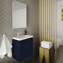 Planète Bain Pack lave mains avec miroir Porto Bleu nuit - Marque allibert