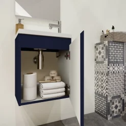 Planète Bain Pack lave mains avec miroir Porto Bleu nuit - Marque allibert