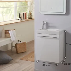 Lave-Mains|Planète Bain Pack lave-mains Blanc brillant - Robinetterie Eau froide à gauche - L.42.5 X H.52.5 cm - Hamac 2