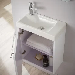 Lave-Mains|Planète Bain Pack lave-mains Blanc brillant - Robinetterie Eau froide à gauche - L.42.5 X H.52.5 cm - Hamac 2