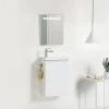 Bain-Bain Pack Meuble Lave-main prémonté blanc-Vasque blanche-Robinet chromé- Crochet chromé -