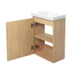 Bain-Bain Pack Meuble Lave-main prémonté bois-Vasque blanche-Robinet noir -