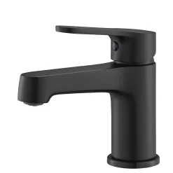 Bain-Bain Pack Meuble Lave-main prémonté bois-Vasque blanche-Robinet noir -