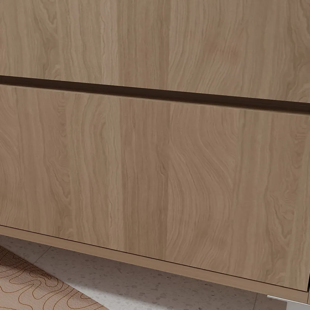 Aurlane Pack Meuble Salle de Bains 80 cm Chêne Clair, 3 tiroirs avec Vasque Céramique - XENOS