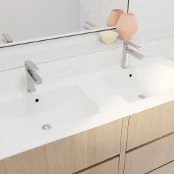 Ensemble Meuble De Salle De Bains|Aurlane Pack Meuble Salle de Bains 120 cm Chêne Clair, 6 tiroirs avec Vasque Céramique - XENOS