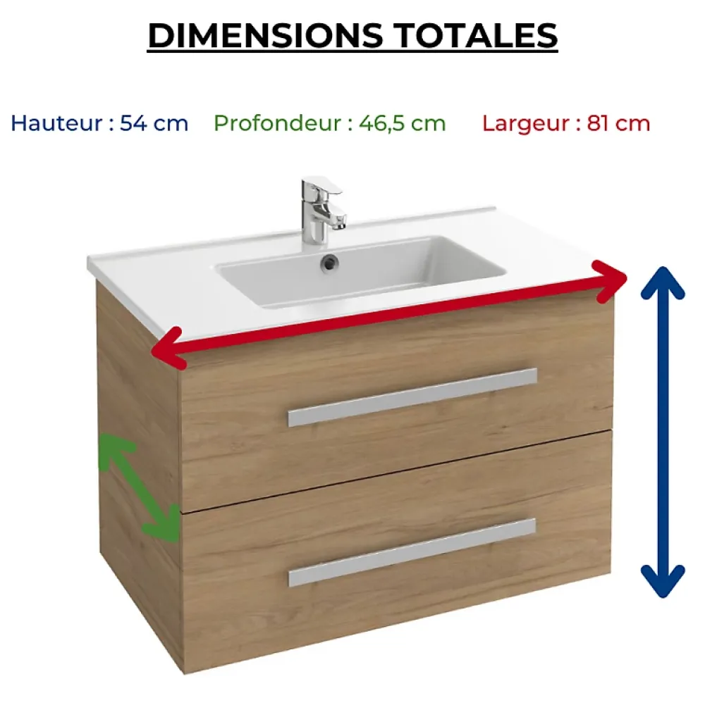 Ensemble Meuble De Salle De Bains|Jacob Delafon Pack meuble vasque 80 cm Ola up chêne + colonne