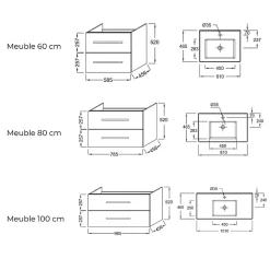 Ensemble Meuble De Salle De Bains|Jacob Delafon Pack meuble vasque 80 cm Ola up chêne + colonne
