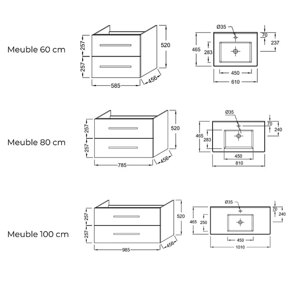 Ensemble Meuble De Salle De Bains|Jacob Delafon Pack meuble vasque 80 cm Ola up chêne + colonne