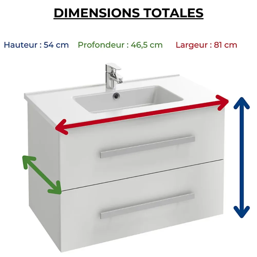Ensemble Meuble De Salle De Bains|Jacob Delafon Pack meuble vasque 80 cm Ola up blanc + colonne