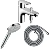 Hansgrohe Pack mitigeur bain douche monotrou Vernis Blend + Flexible Metaflex + Pommeau Vernis Blend 100 Vario chromé