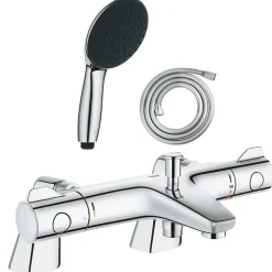 Grohe Pack mitigeur bain douche thermostatique Grohtherm 800 + douchette ronde 2 jets + flexible