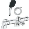 Grohe Pack mitigeur bain douche thermostatique Grohtherm 800 + douchette carré 2 jets + flexible