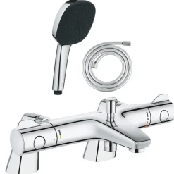 Grohe Pack mitigeur bain douche thermostatique Grohtherm 800 + douchette carré 2 jets + flexible