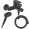 Robinet De Baignoire|Hansgrohe Pack mitigeur bain douche Vernis Blend + Flexible Designflex + Pommeau Vernis Blend 100 Vario noir mat