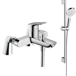 Robinet De Baignoire|Hansgrohe Pack mitigeur bain douche Logis + ensemble de douche Crometta chromé avec colonnettes